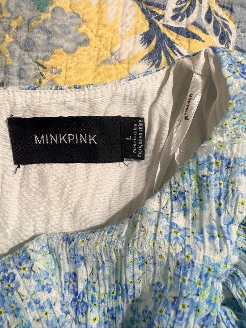 Minkpink, Light Blue Floral Ruffled Sundress, Sz L - Picture 8 of 9